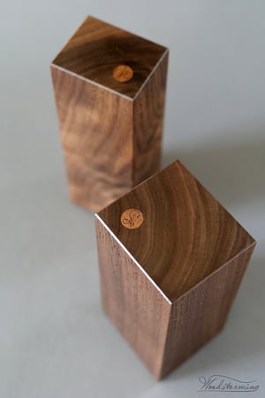 Image of Wabi-sabi wooden vases with natural cracks - set of 2