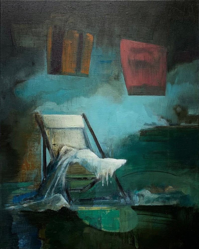 Image of Painting / maleri / "The memory of a beach chair" / 40x50 cm