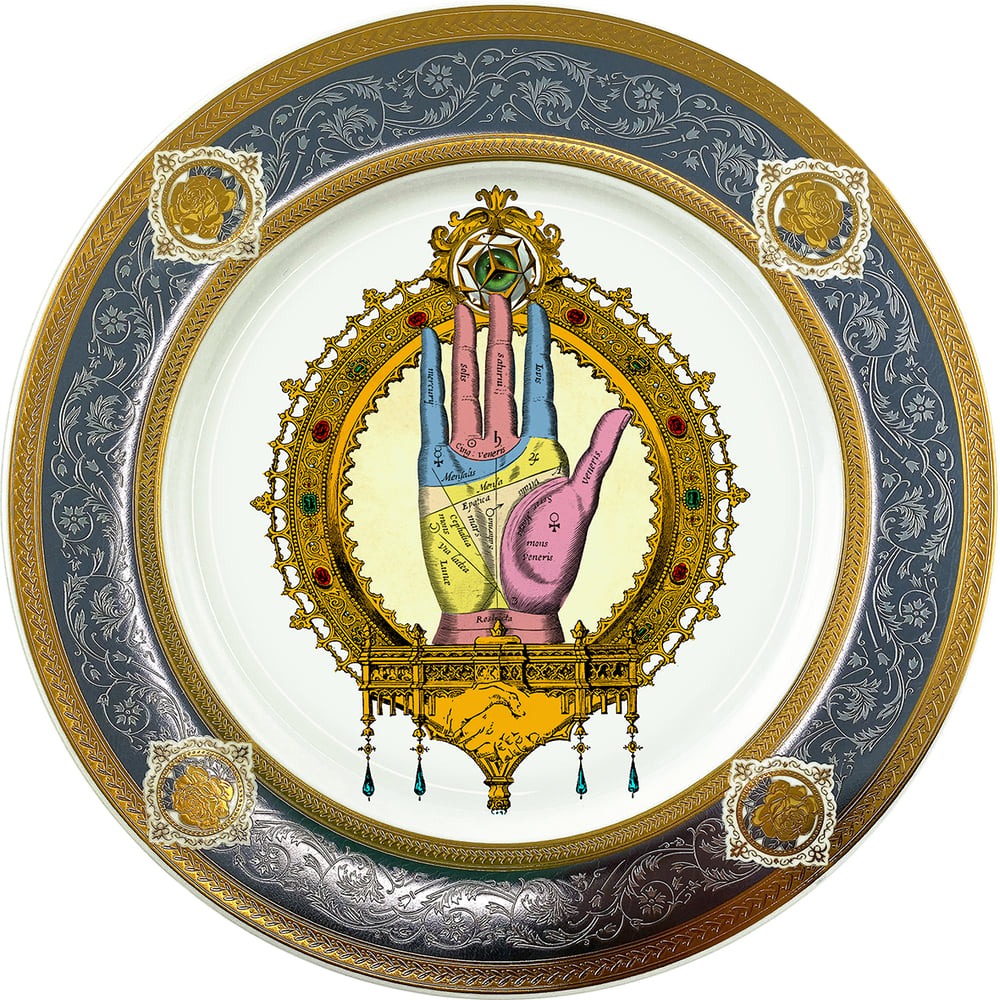 Image of Right Hand palmstry chiromancy -  Fine China Plate - #0773