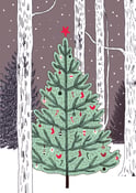 Image of Christmas tree in the snow card