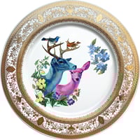 Image 1 of Deer couple - Large Fine China Plate - #0743