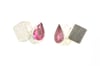 Pear shape pink tourmaline set in  sterling silver cube studs