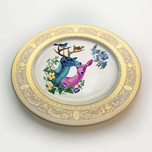 Image of  Deer couple - Fine China Plate - #0739