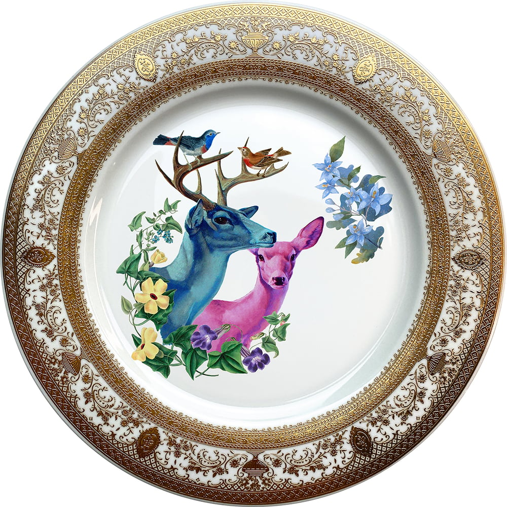 Image of  Deer couple - Fine China Plate - #0739