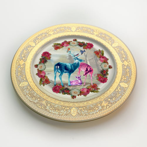 Image of Deer family - Fine China Plate - #0739