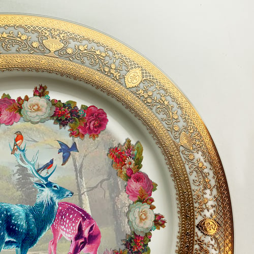 Image of Deer family - Fine China Plate - #0739