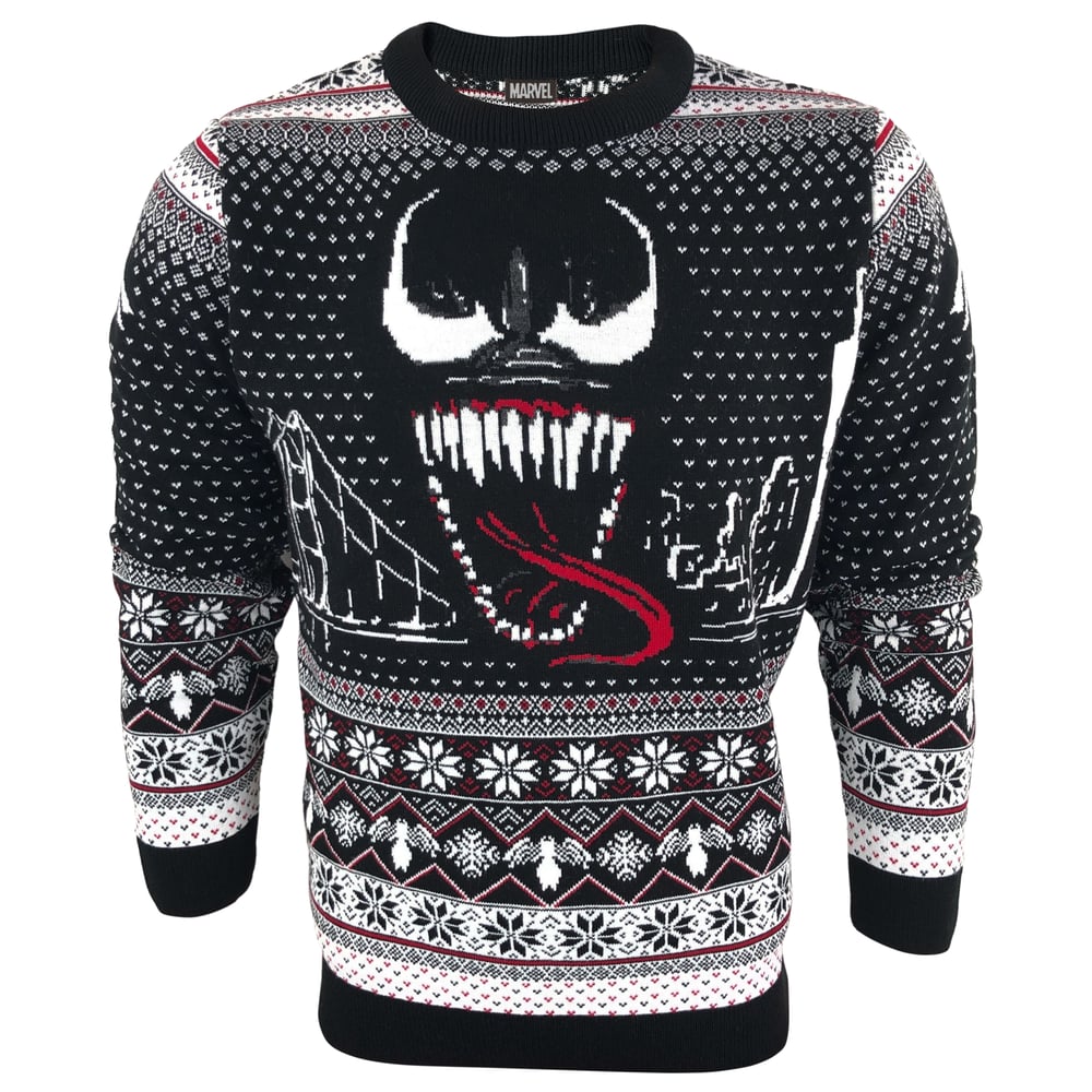 Image of Official Venom Face Knitted Christmas Jumper