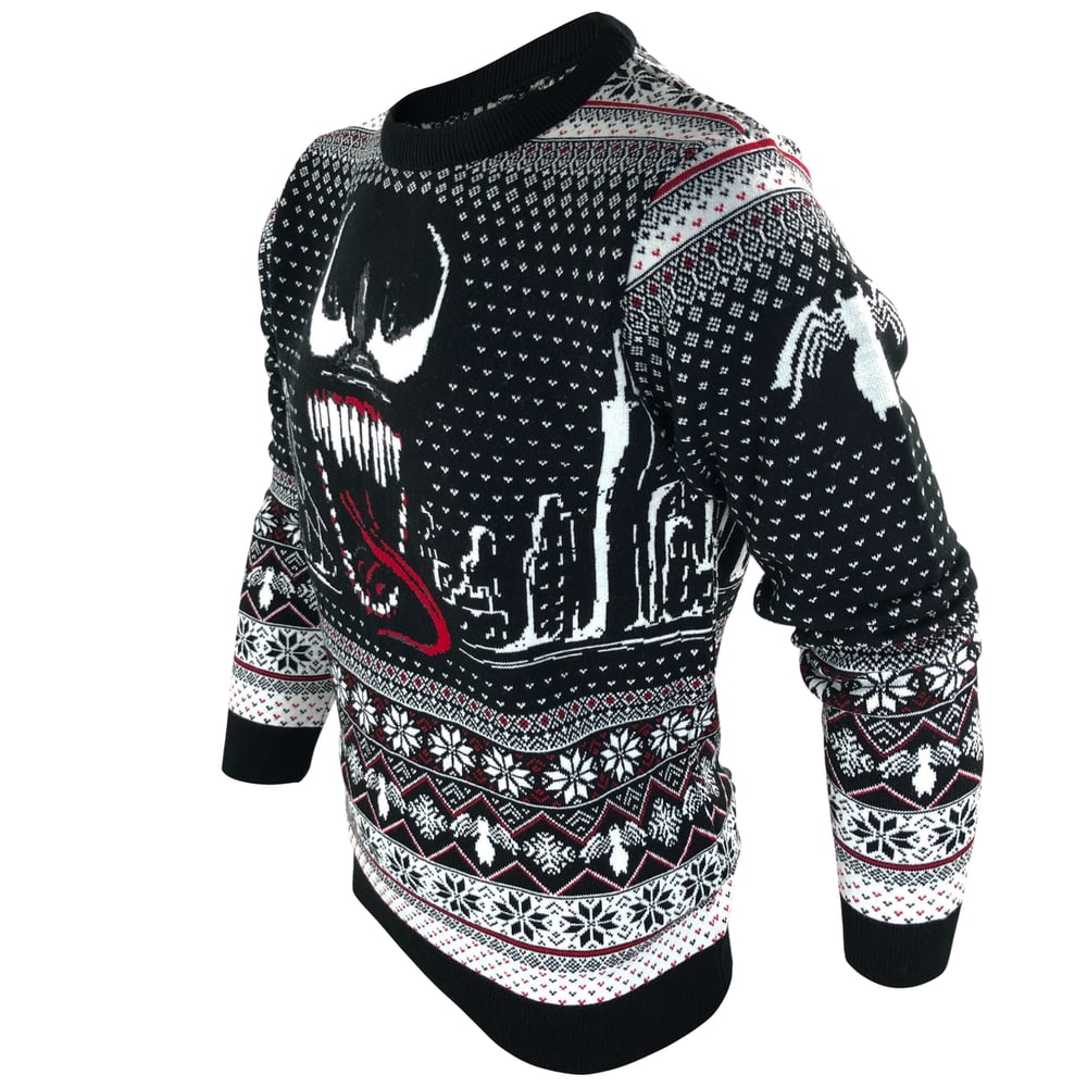 Image of Official Venom Face Knitted Christmas Jumper