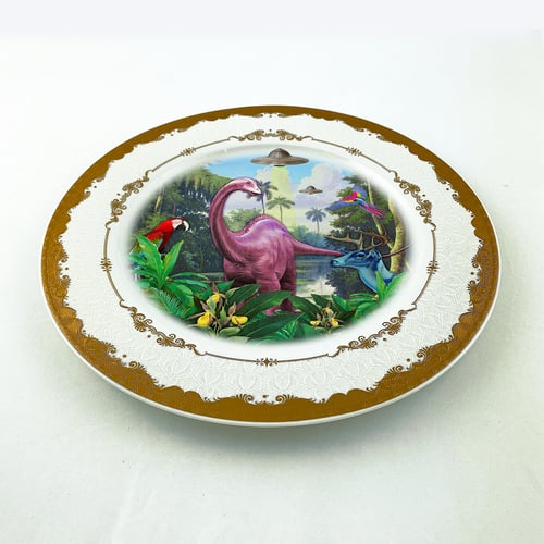 Image of Dino Paradise - Large Fine China Plate - #0772