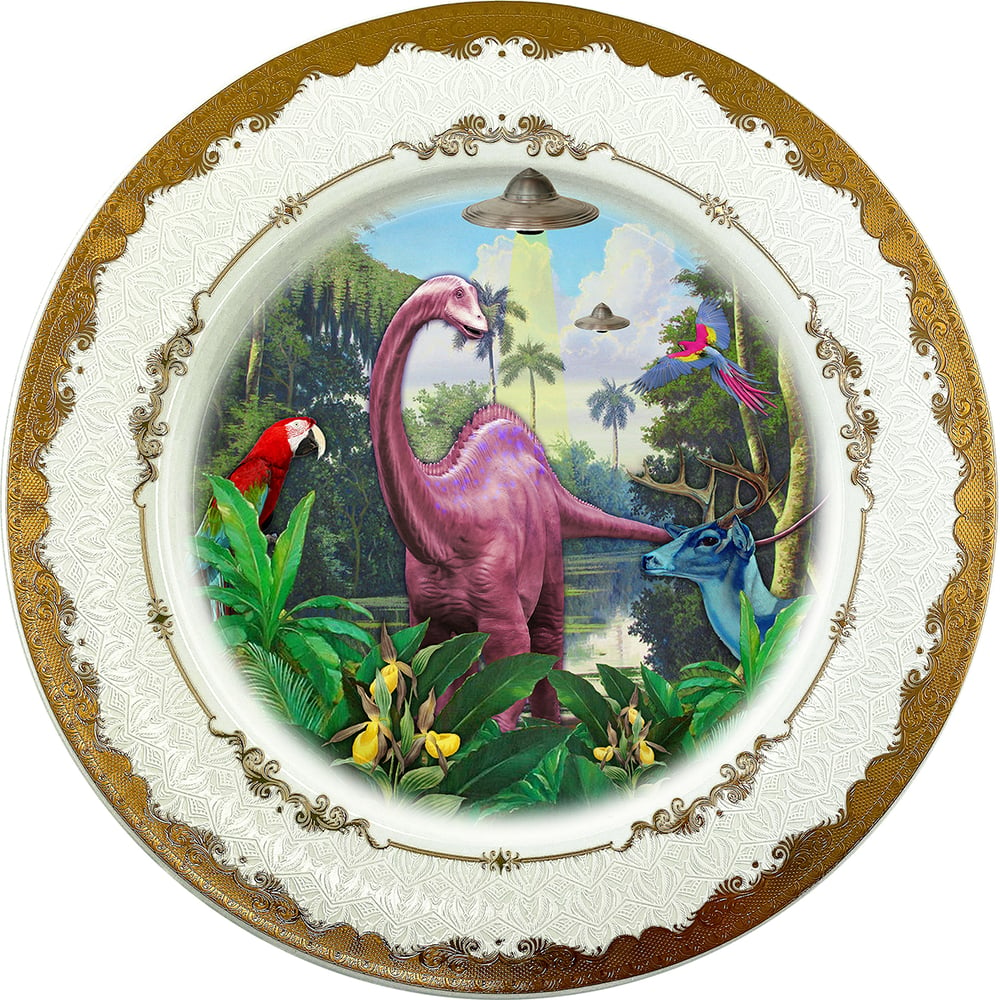 Image of Dino Paradise - Large Fine China Plate - #0772