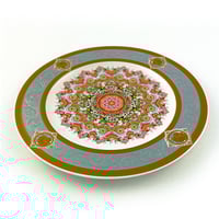 Image 2 of kaleidoscope green eyes and white horses - Fine China Plate - #0790