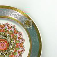 Image 3 of kaleidoscope green eyes and white horses - Fine China Plate - #0790