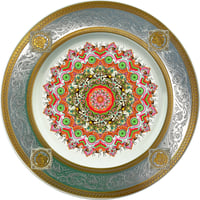 Image 1 of kaleidoscope green eyes and white horses - Fine China Plate - #0790