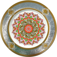 Image 1 of kaleidoscope green eyes and white horses - Large fine China Plate - #0775