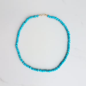 Blue Turquiose Mini Helix Necklace with 18k Gold Clasp