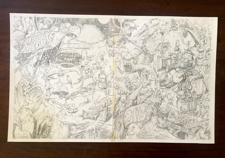 Image of Phish diptych poster drawing