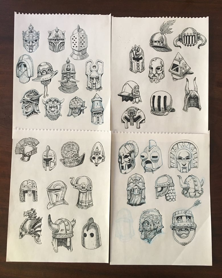 Image of Helmet drawings