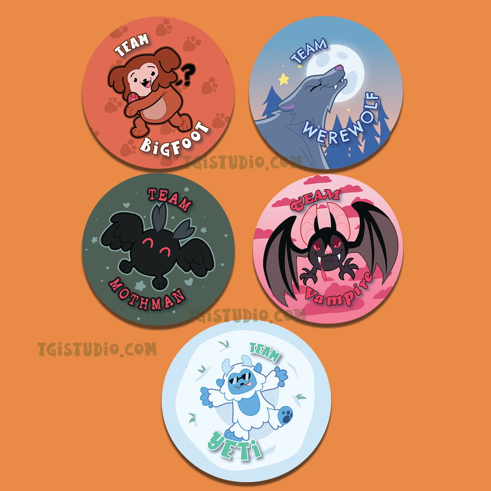 **LAST CHANCE!** "TEAM" Cryptid & Creature 2.25" Buttons