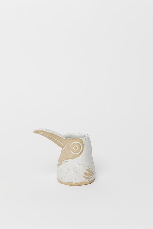 Image of Matte White Feathered Baby Toucan Creamer 