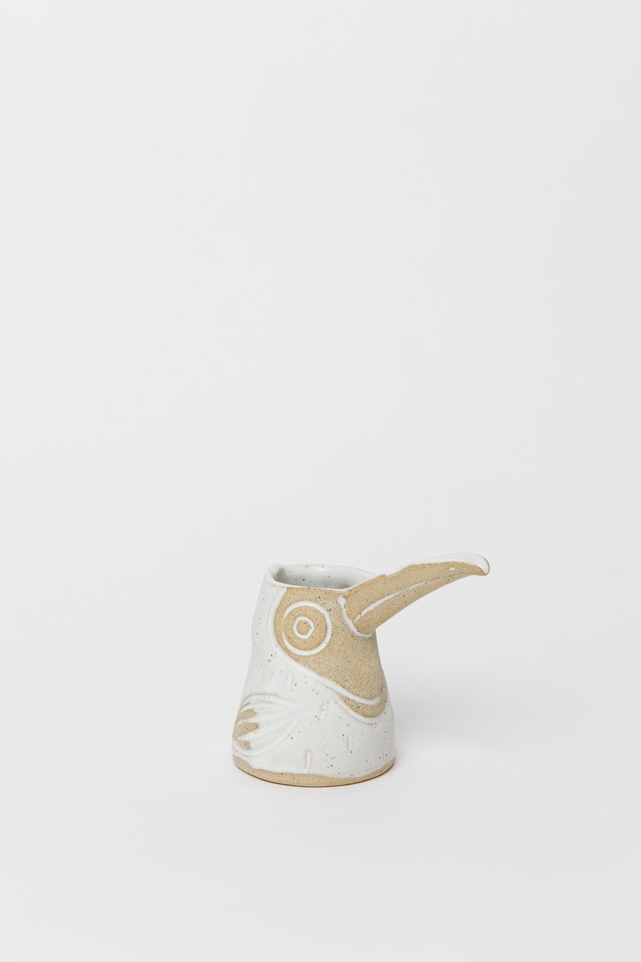 Image of Matte White Feathered Baby Toucan Creamer 