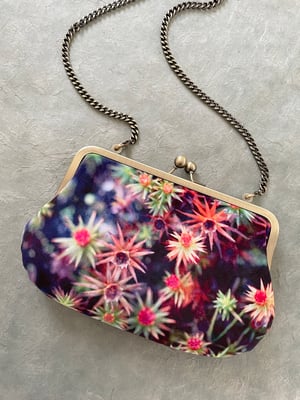 Image of Starry moss, velvet clutch shoulder bag with cross-body leather strap