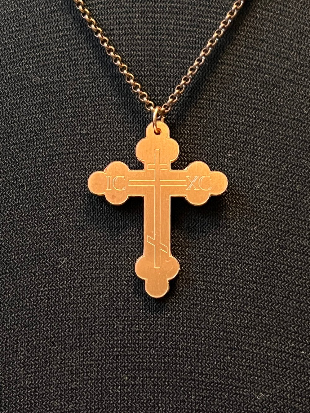 Solid Copper Orthodox Cross Necklace