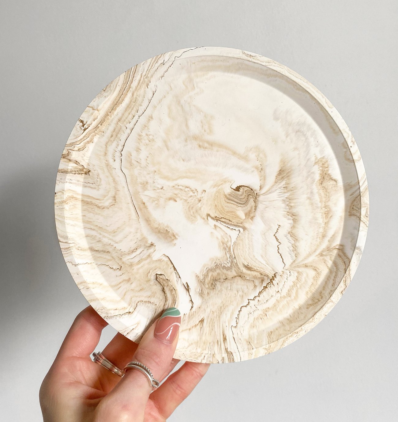 Large Round Marble Effect Tray Serene Home