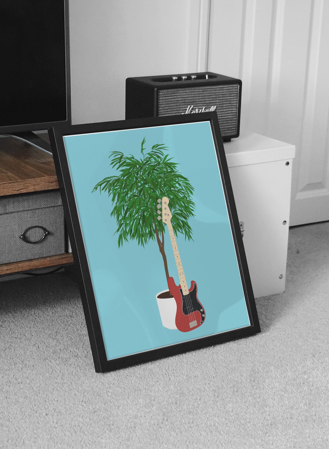 Image of Bass Guitar Houseplant Print