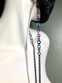 Image 2 of 22" Matte Black & Blue Convertible Necklace/Eyeglass Chain with Matte Black Ball Magnet Clasp