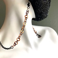 Image 5 of 22" Matte Black & Orange Convertible Necklace/Eyeglass Chain with Matte Black Ball Magnet Clasp