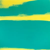 Image 2 of Duochrome Landscape - turquoise green and yellow - 50x50cm, acrylic on canvas