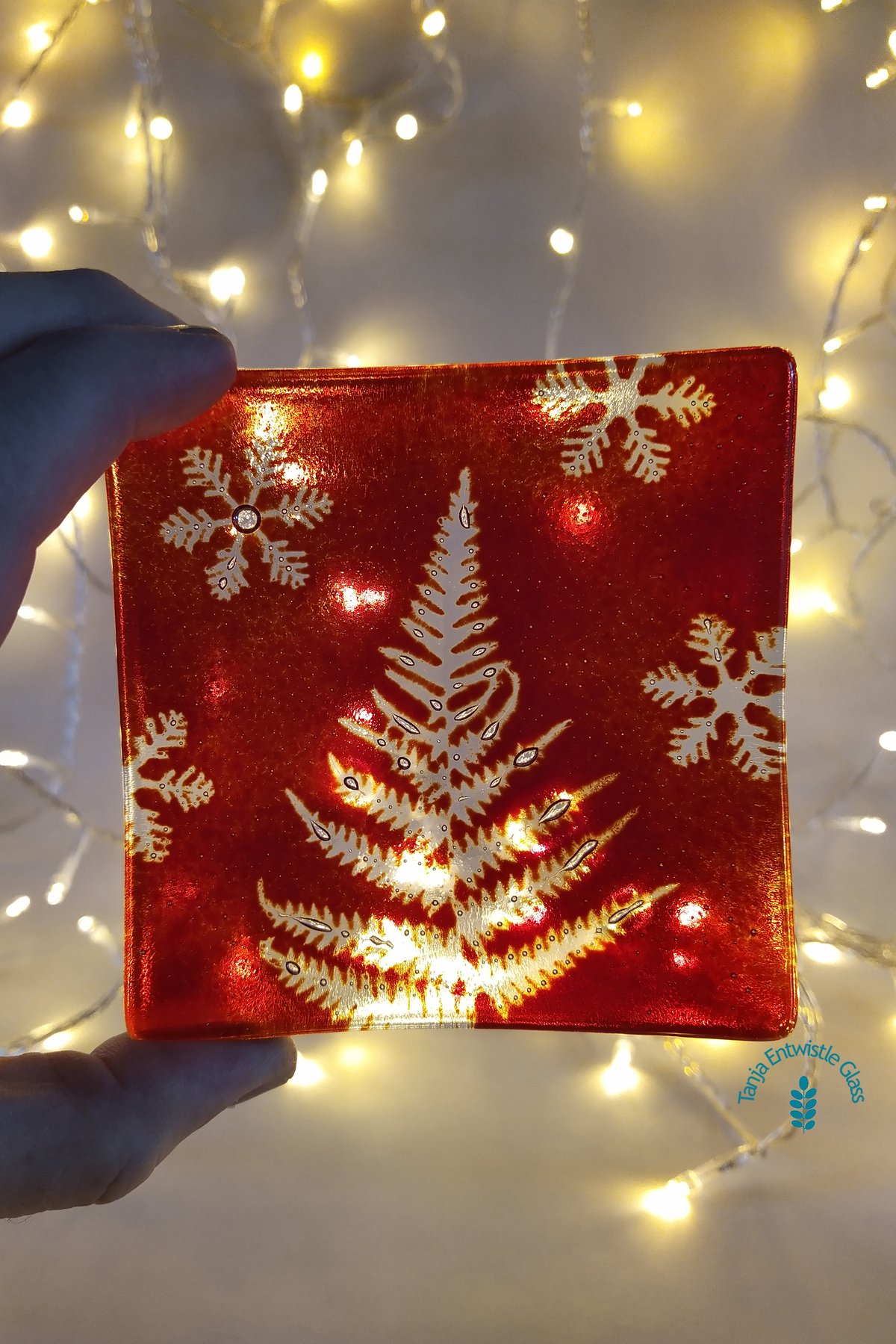 Image of Red Fern Snowflake Christmas Seasonal Ring - Trinket Dish
