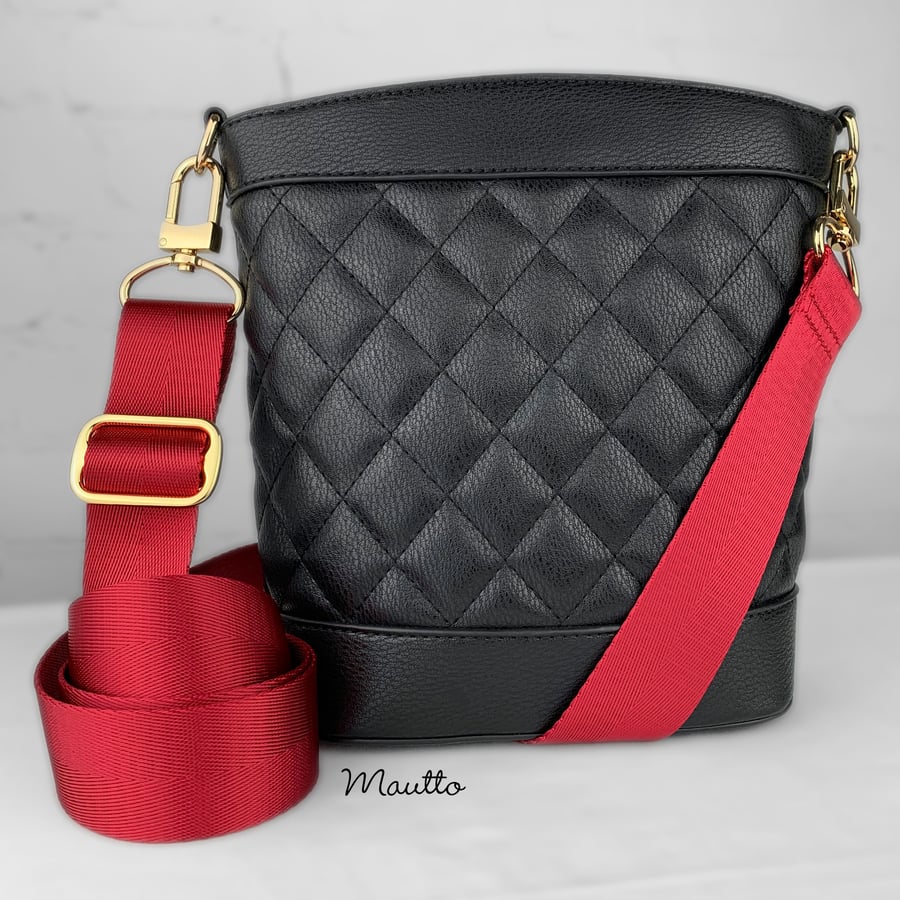 Adjustable Soft Nylon Strap for Louis Vuitton Bags & Purses Red Nylon / Gold-Tone