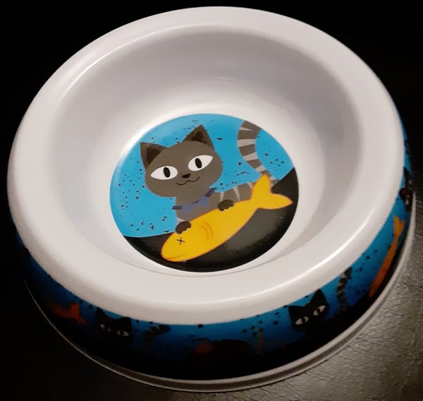 Image of Melamine "Fish-N-Kitty" Cat Bowl 