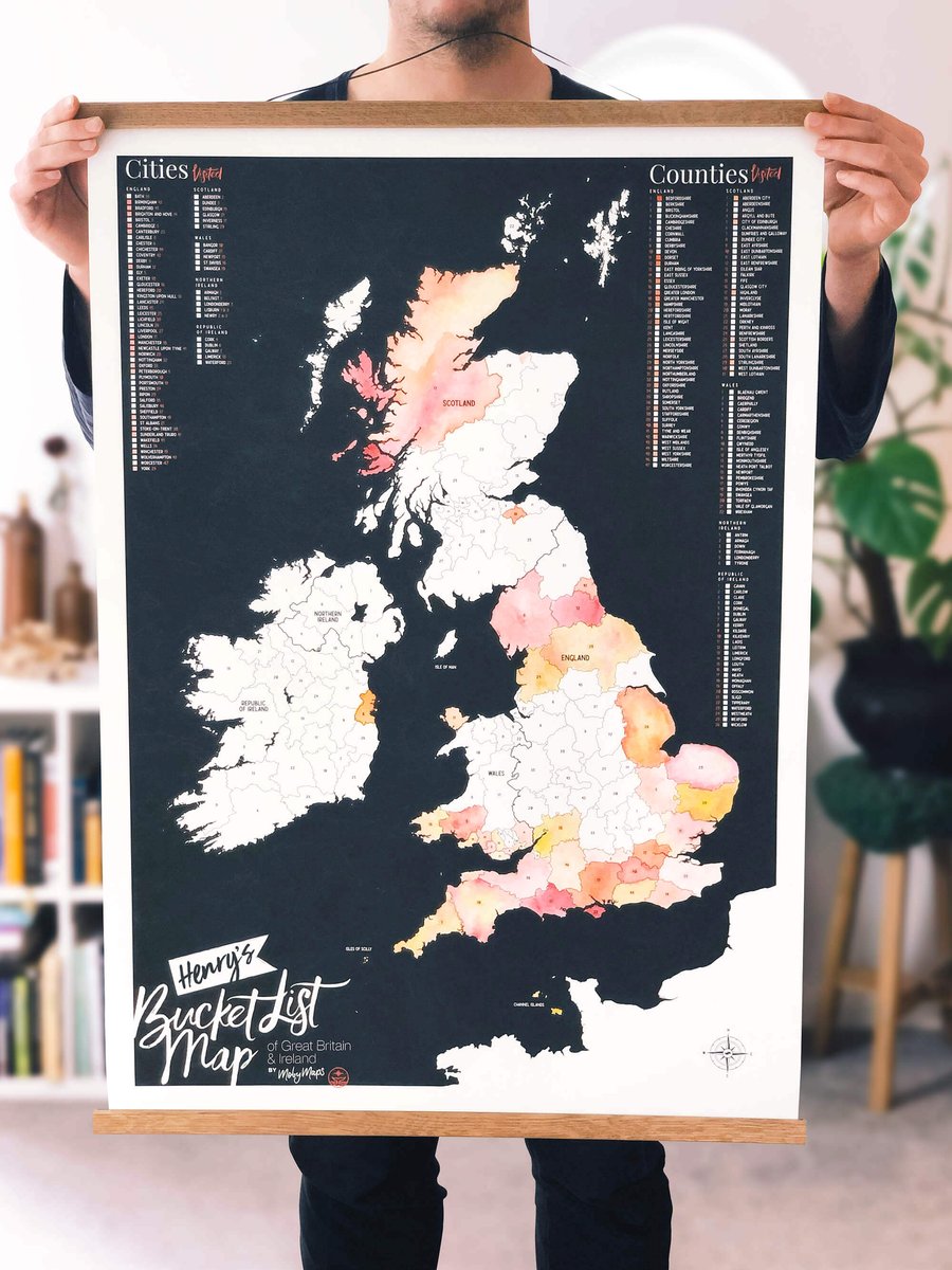 Image of UK Bucket List Map – Black