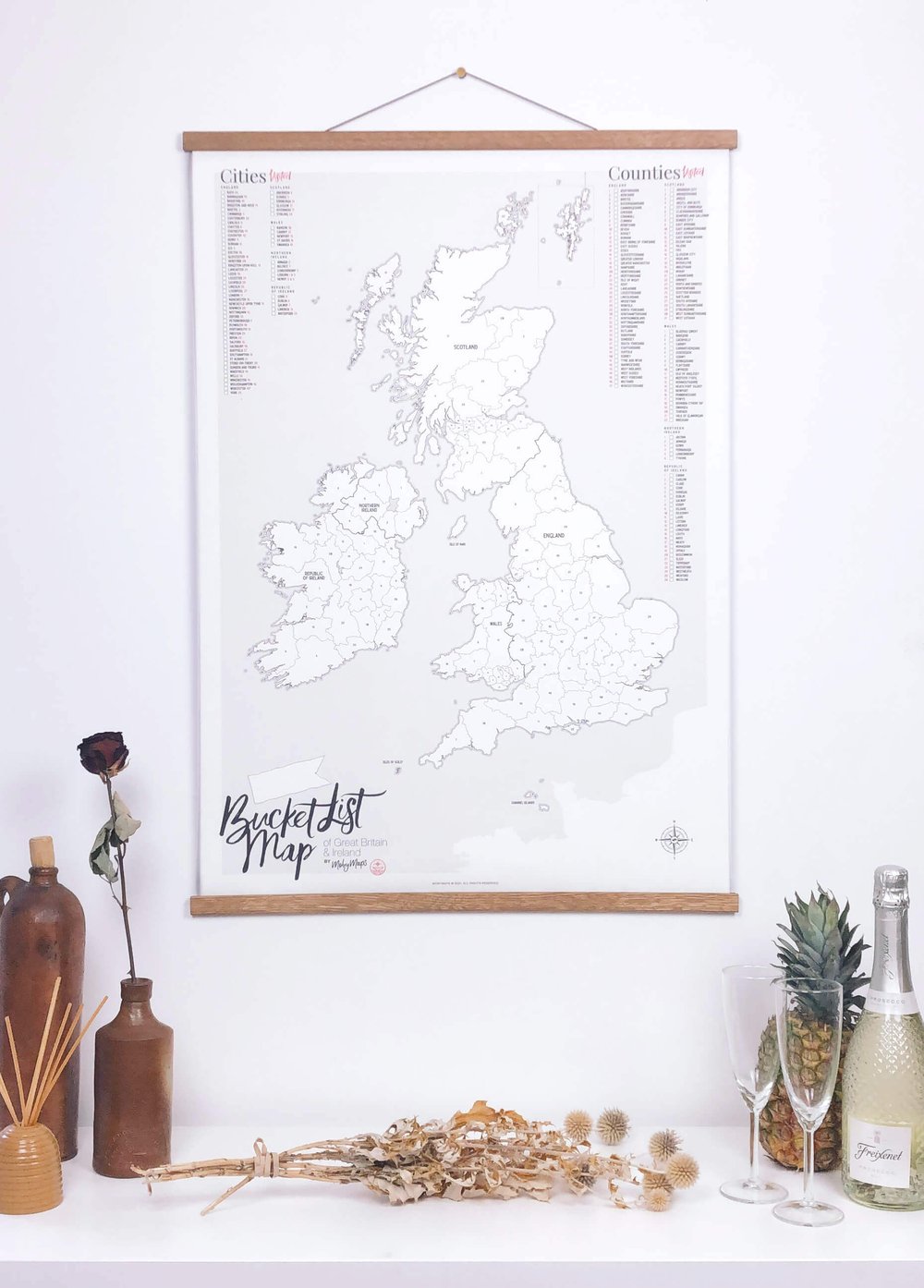 Image of UK Bucket List Map – White