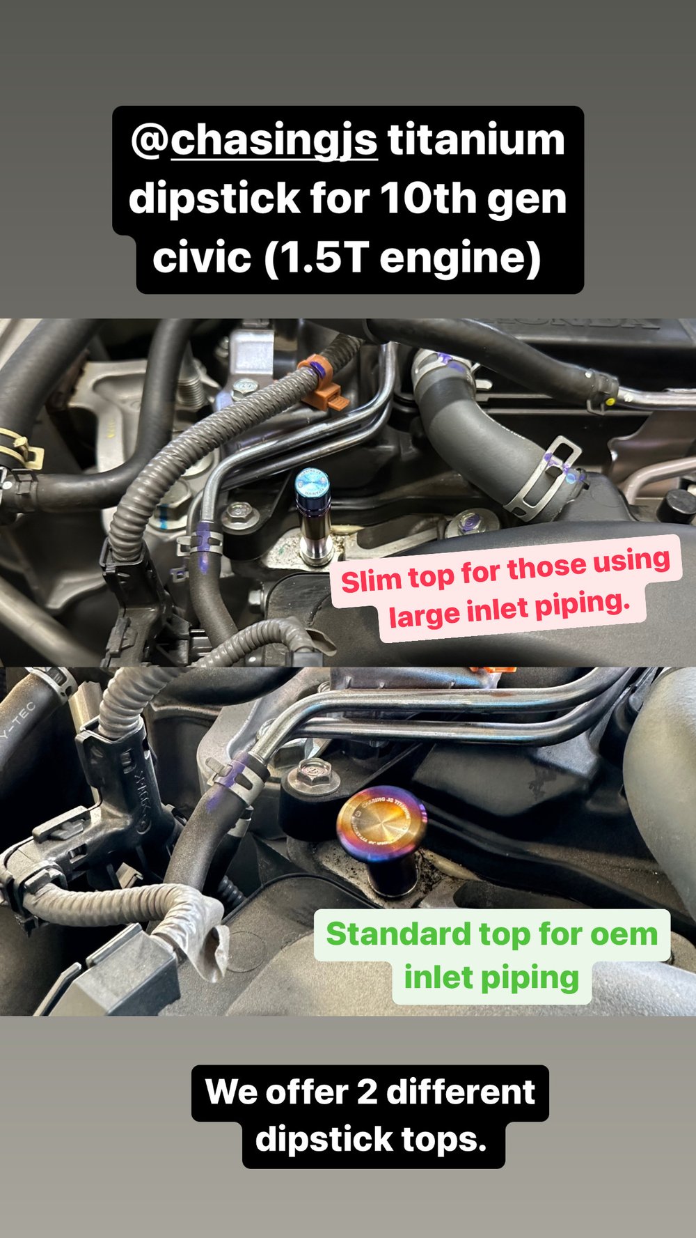 Titanium oil dip stick for Honda