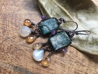 Image 4 of 'Earthy Gathering' earrings . Roman Glass and stones