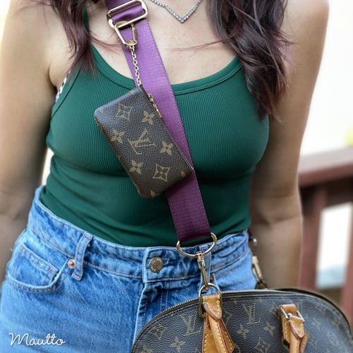 Image of Regal Purple Adjustable Strap for Bags - Luxurious Satin Nylon, 1.5" Wide - U Shape #16XLG Hooks