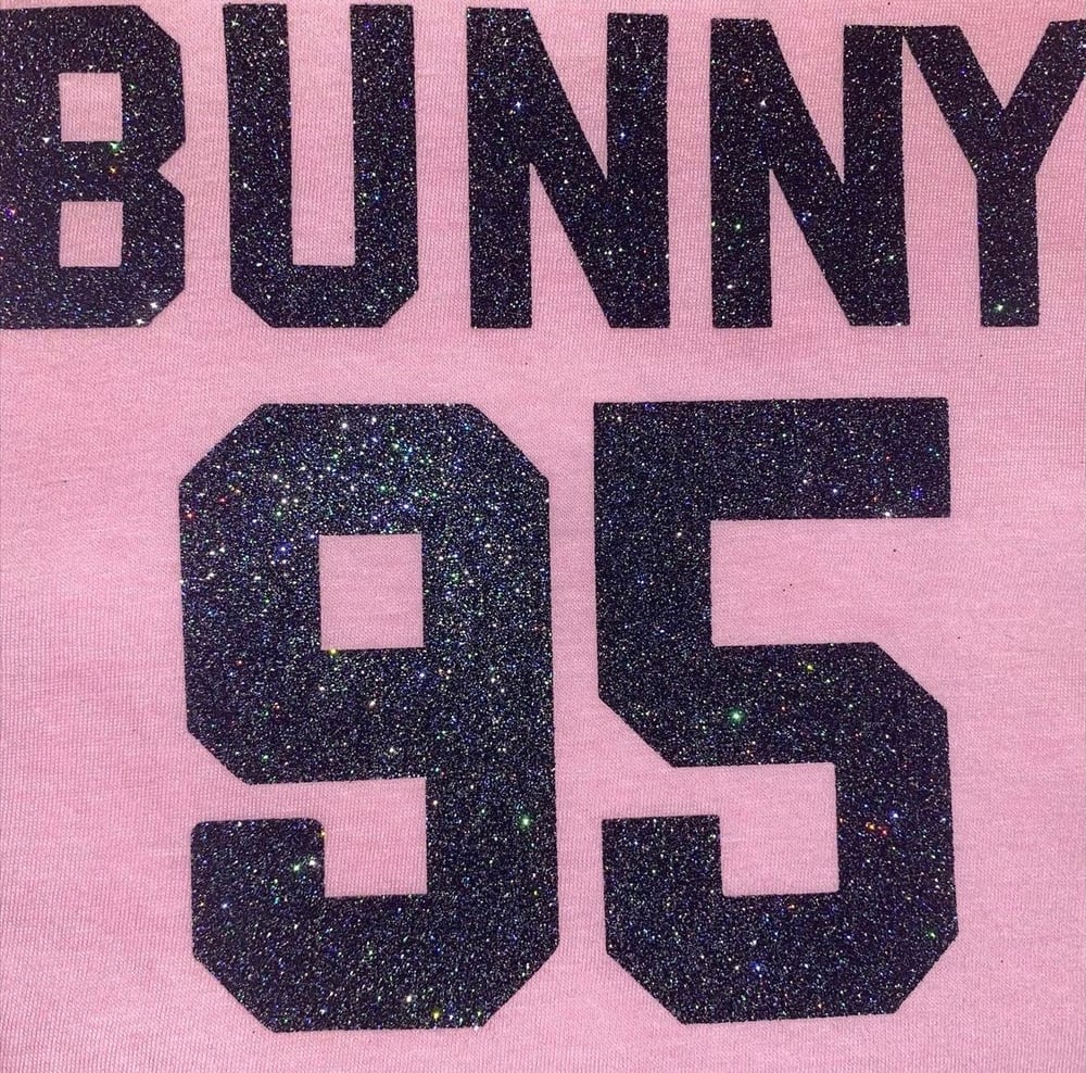 Image of BUNNY 95 Tee Pink and Multi Sparkle Pre Order 💖