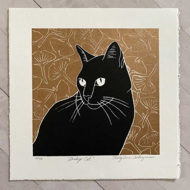 Image of Ginkgo Cat (gold) (LAST ONE AVAILABLE)