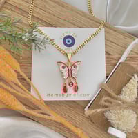  Butterfly Evil Eye Necklace - Red 