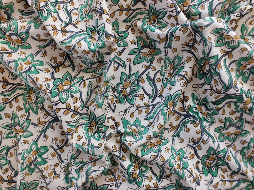 Image of Namasté fabric kalamkari fleur verte