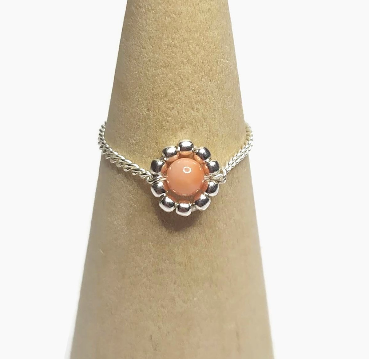 Image of Bague chaine Corail rose
