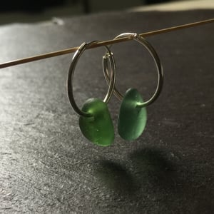 Image of Deep green sea glass earrings