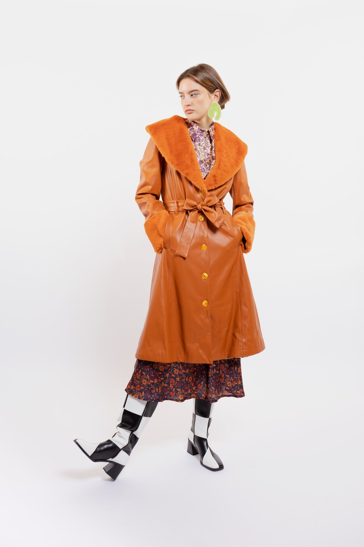 Image of CAPPOTTO CORINNA ECOPELLE ARANCIONE €329 - 50%