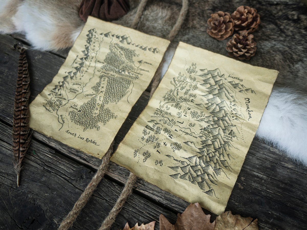 2 Maps of Middle Earth on Parchment - Mirkwood and Ithilien | PropsbyAlex