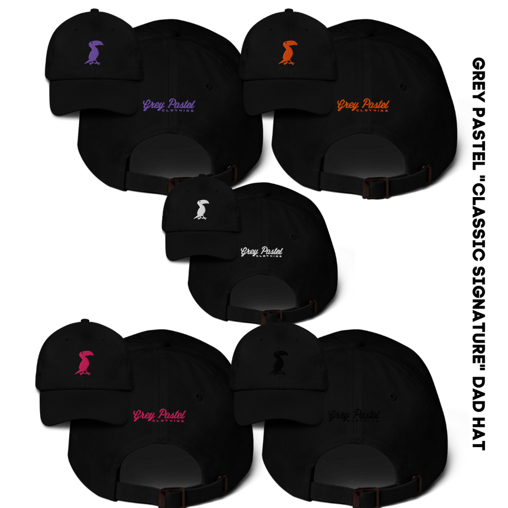 Grey Pastel "Classic Signature" Embroidered Dad Hat
