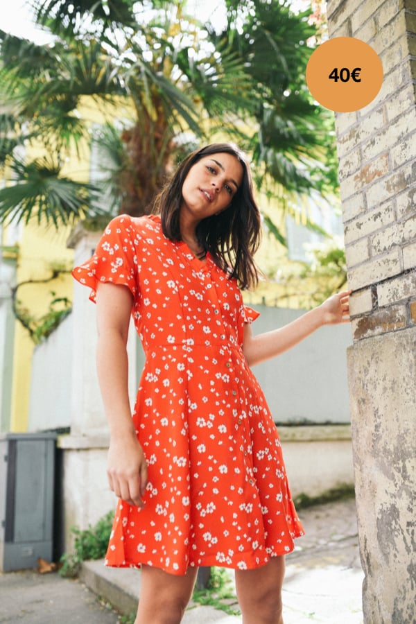 ROBE JANA - FLEURS ROUGE Image 5