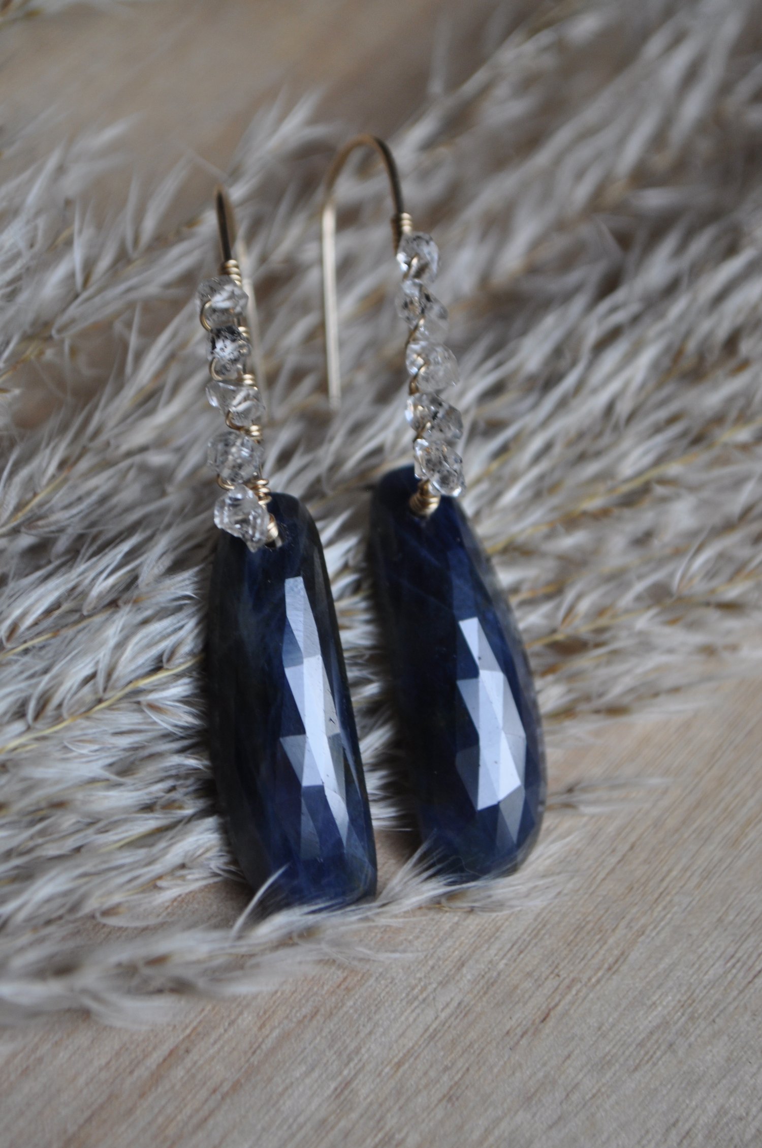 Image of Sapphire and Herkimer Diamond Dangles